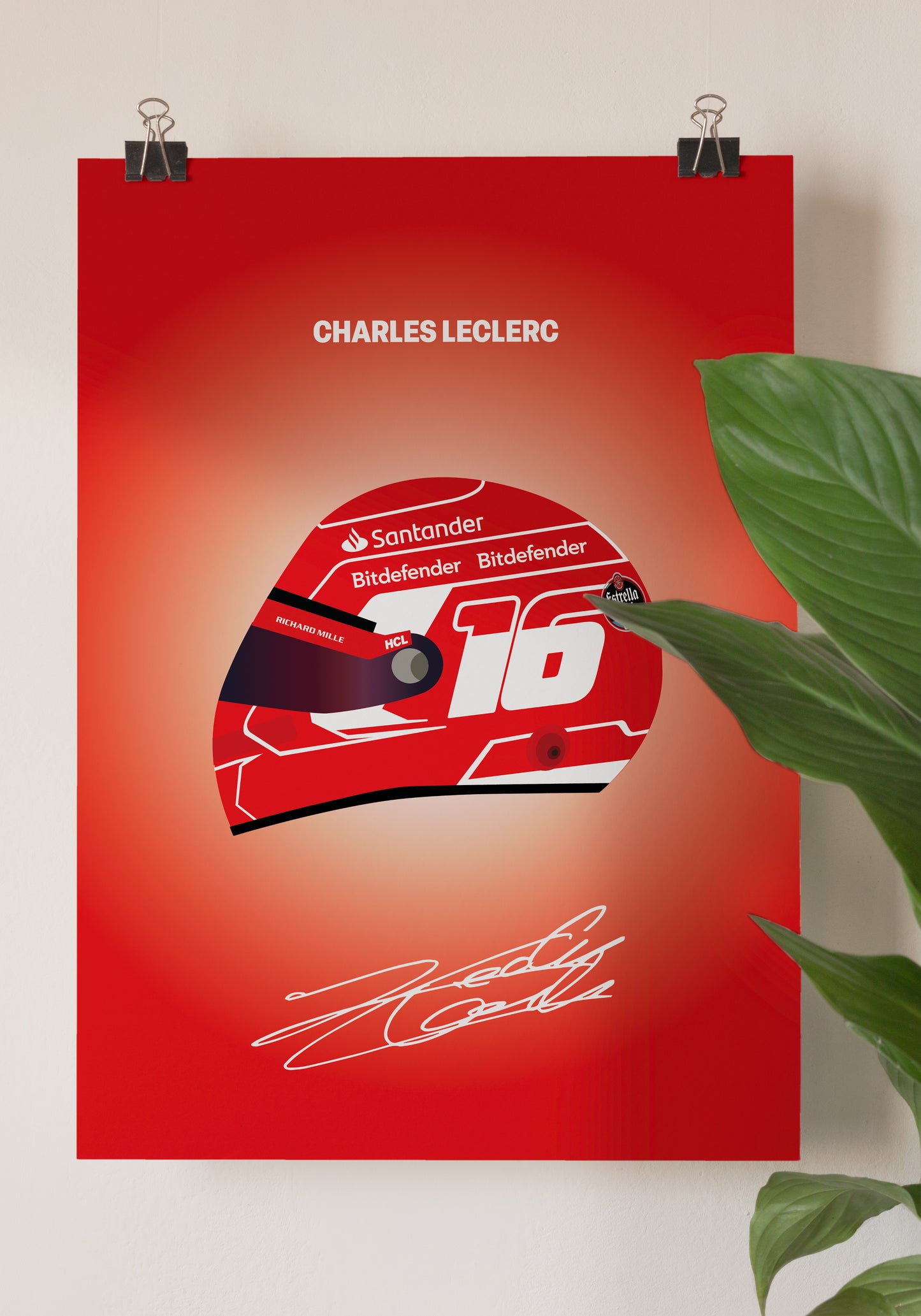 Charles Leclerc F1 2023 Helmet Poster