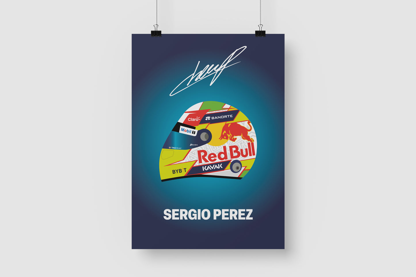 Sergio Perez F1 2023 Helmet Poster