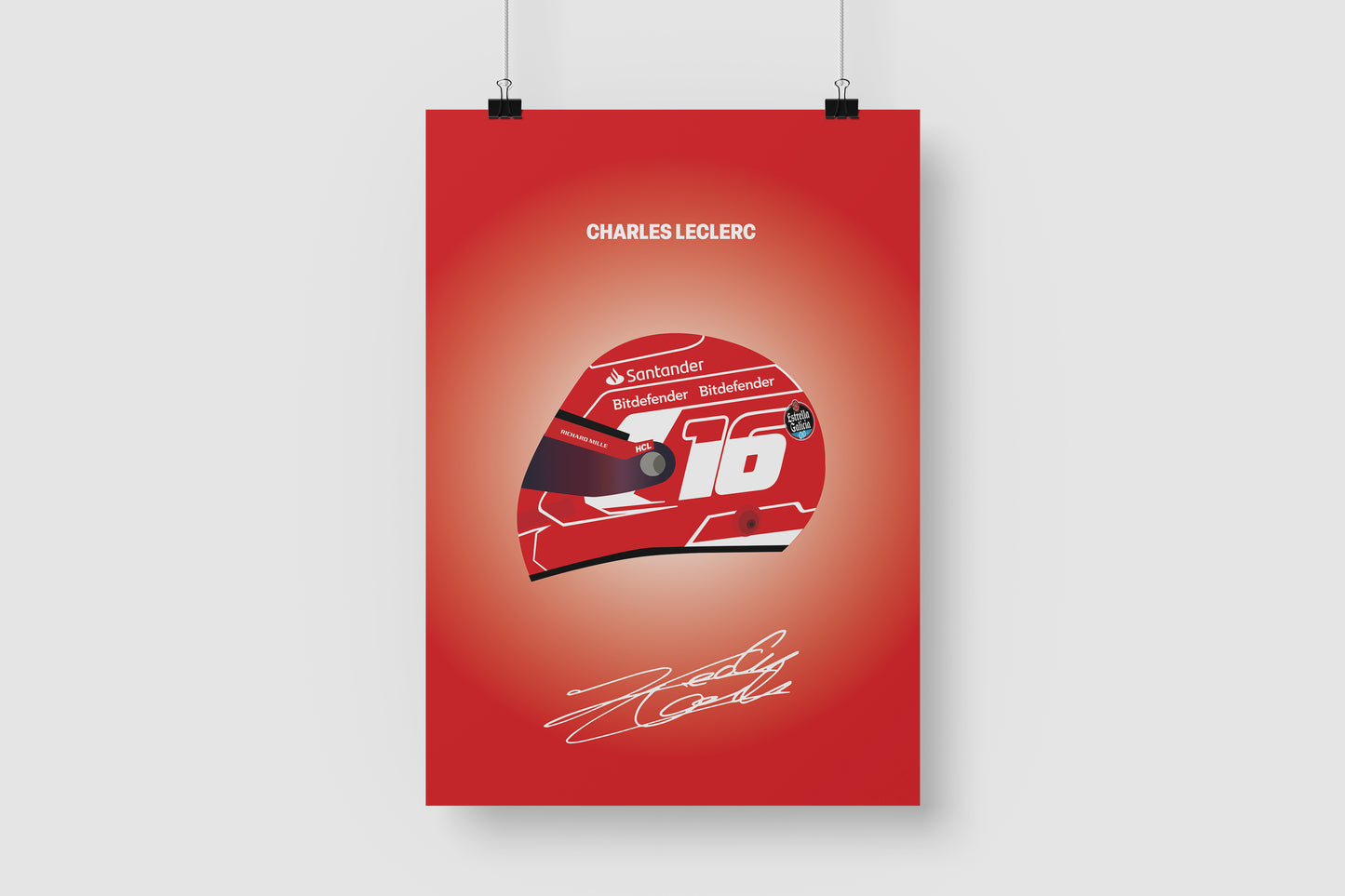 Charles Leclerc F1 2023 Helmet Poster