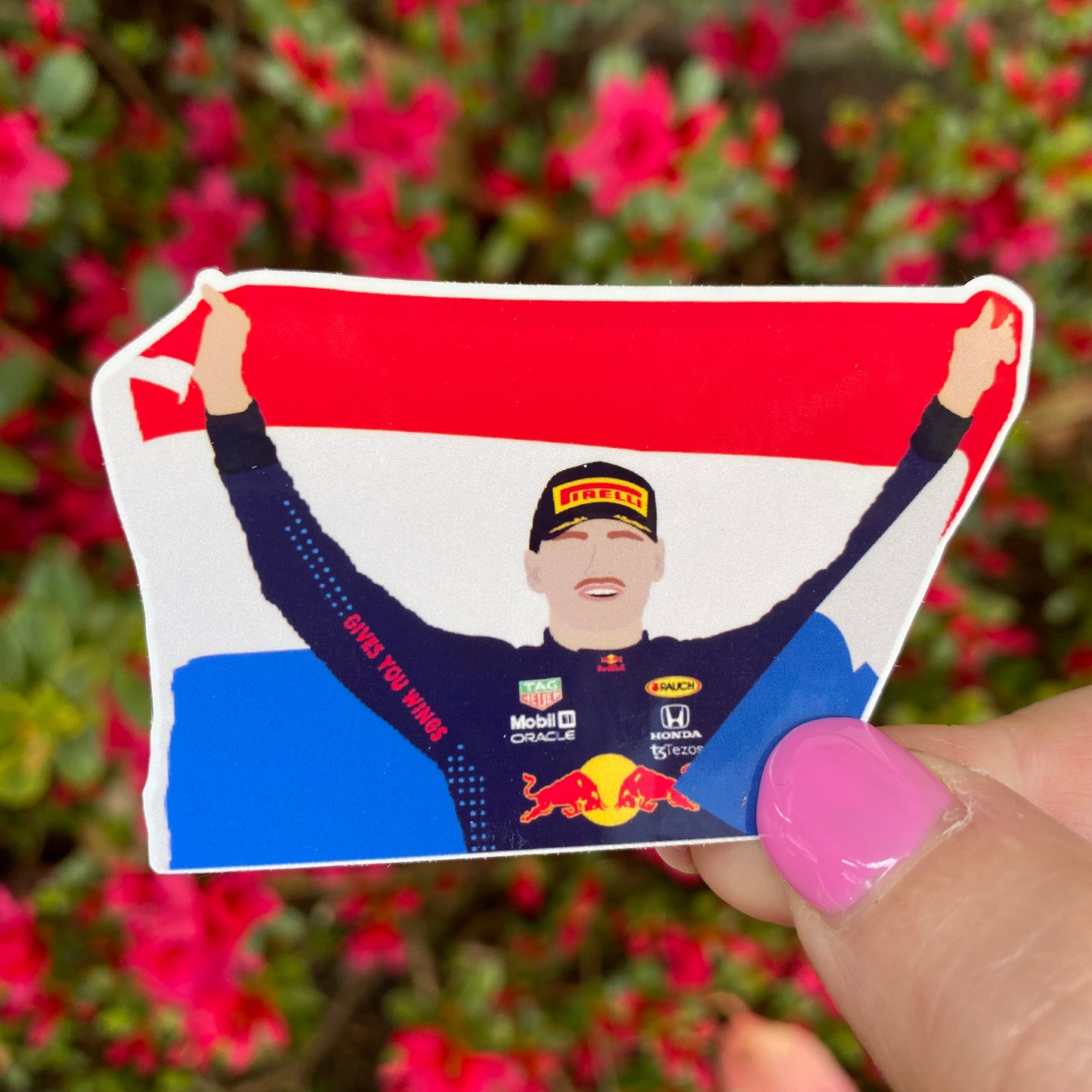 Max Verstappen Win Flag Illustration Sticker