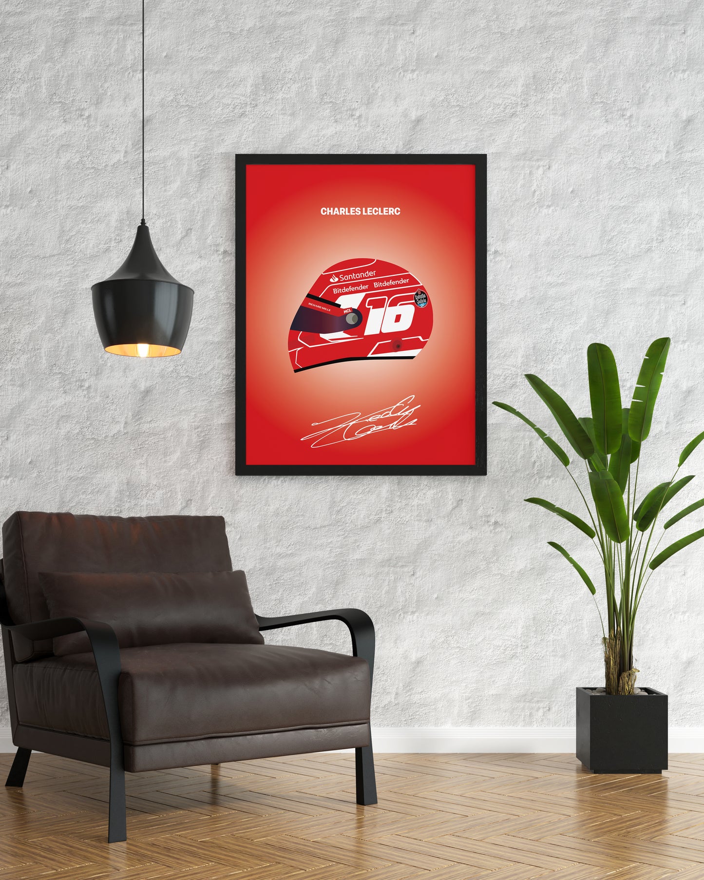 Charles Leclerc F1 2023 Helmet Poster