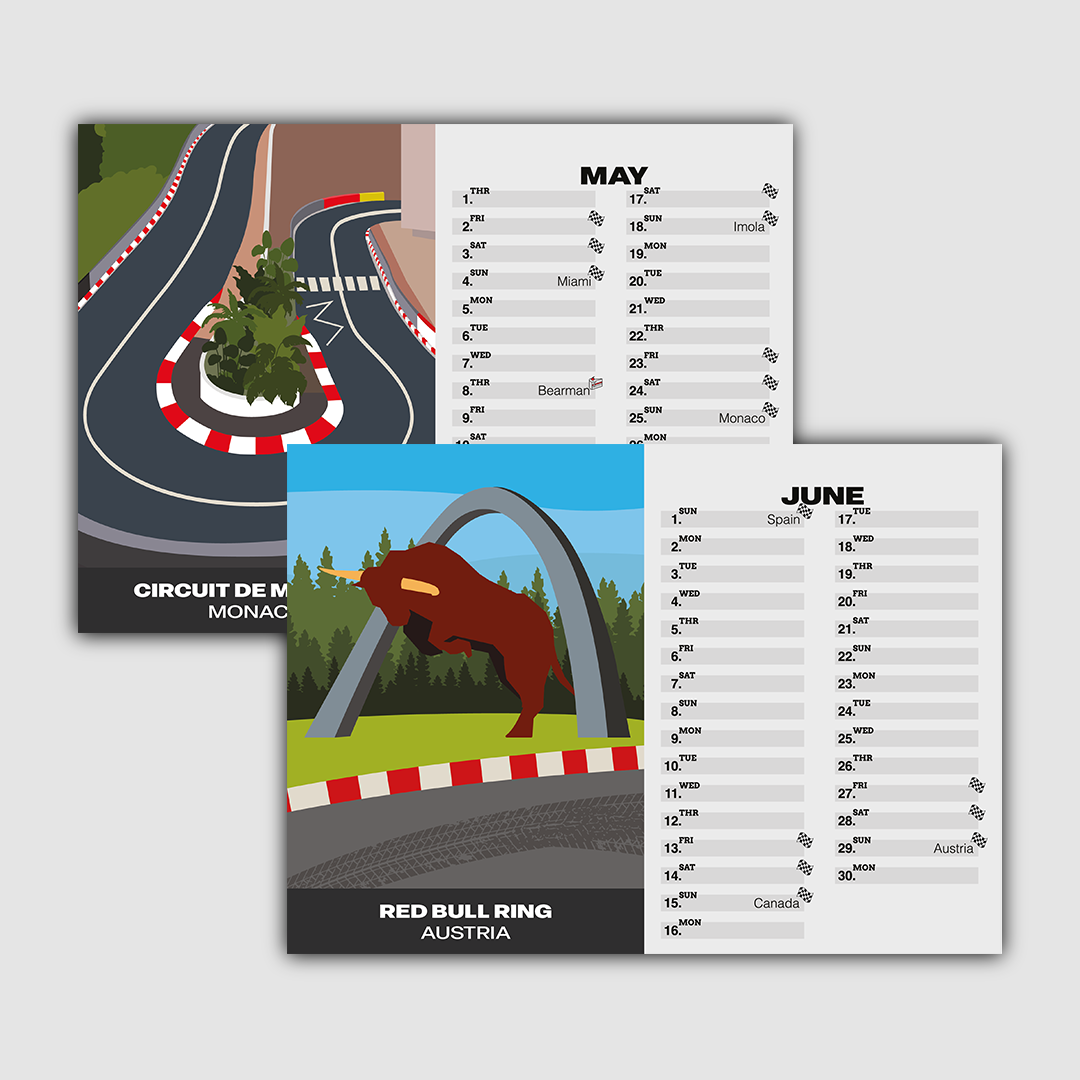 Illustrated Formula 1 Desk Calendar Season 2025