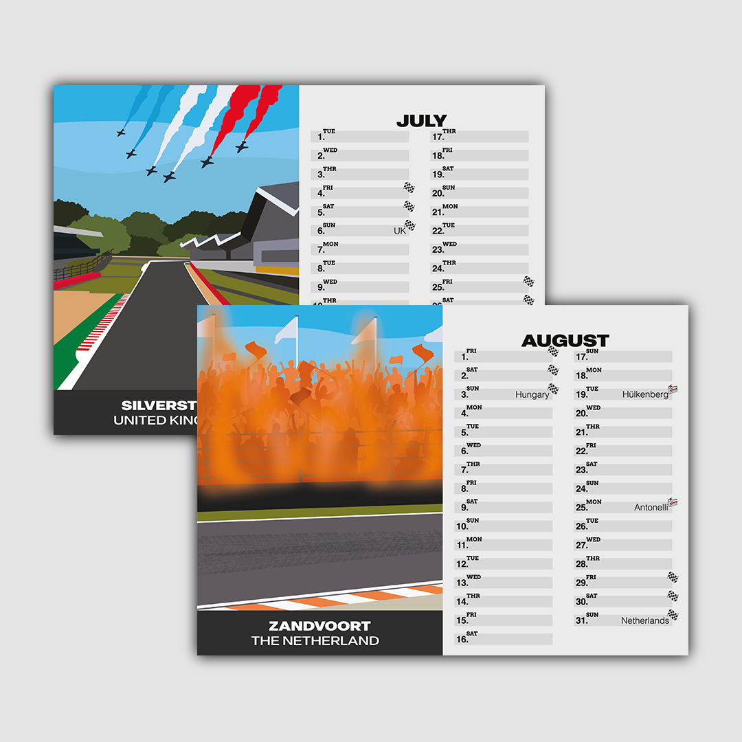 Illustrated Formula 1 Desk Calendar Season 2025