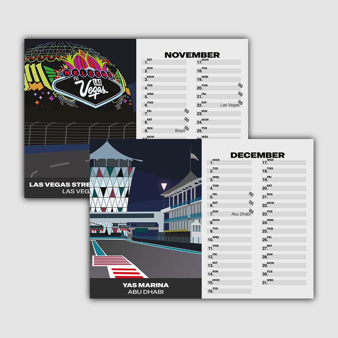 Illustrated Formula 1 Desk Calendar Season 2025