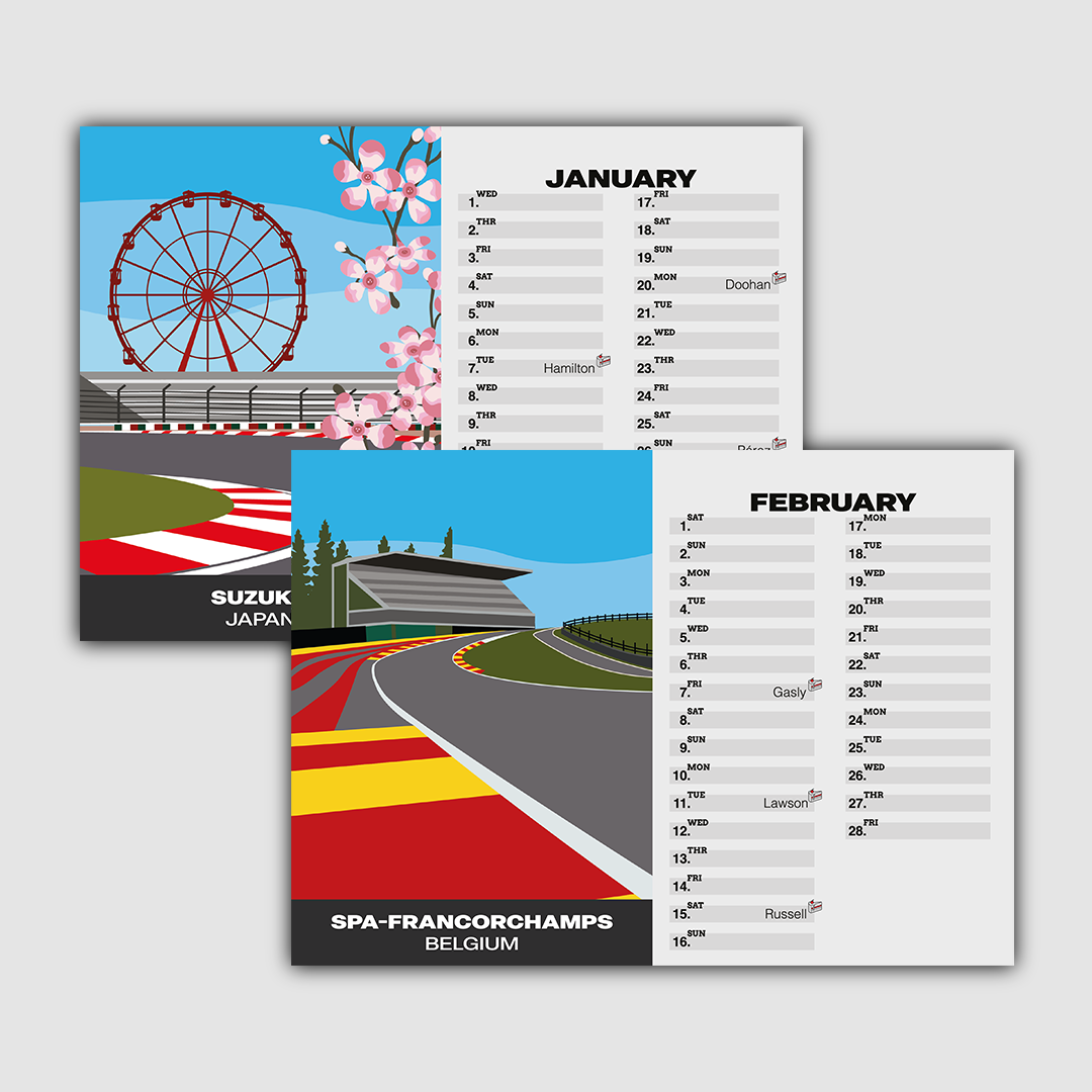Illustrated Formula 1 Desk Calendar Season 2025