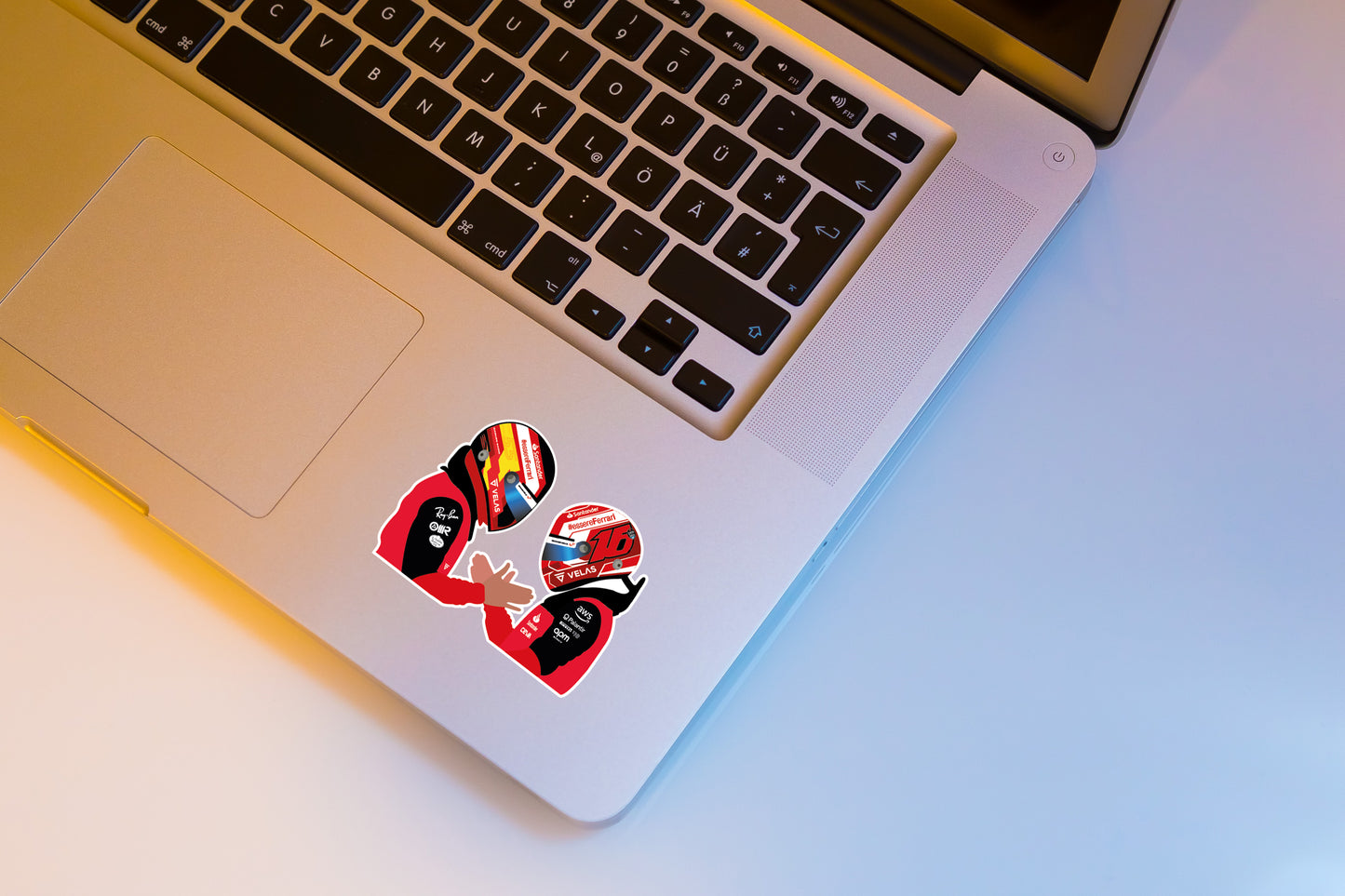 Carlos Sainz & Charles Leclerc hand shaking Illustration Sticker