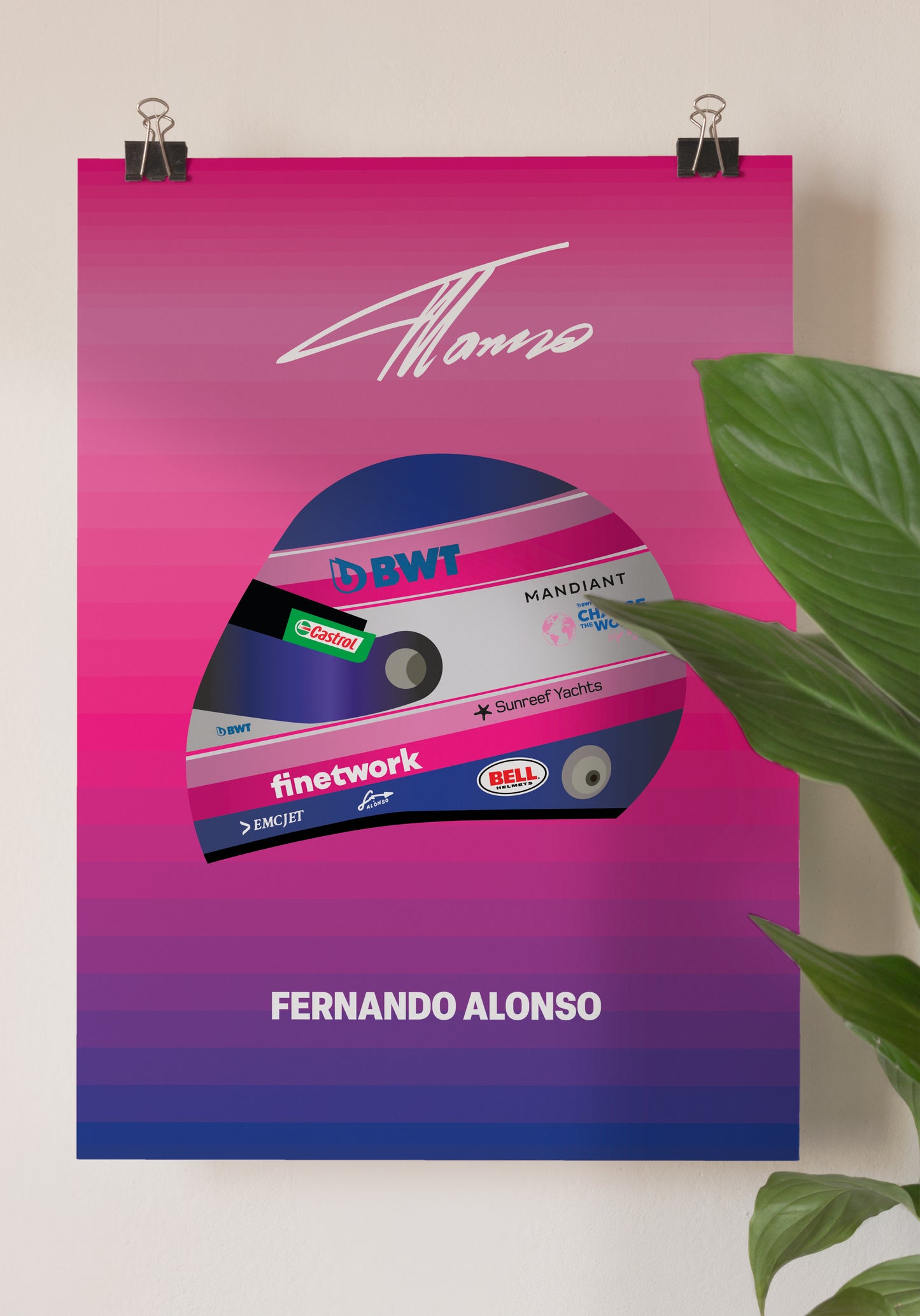 Fernando Alonso F1 2022 Helmet Poster