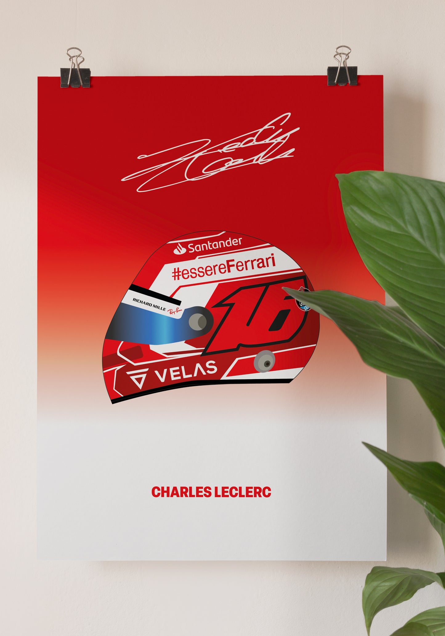 Charles Leclerc F1 2022 Helmet Poster