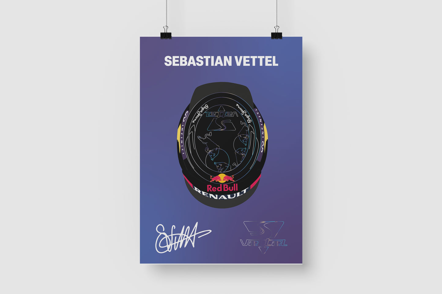 Sebastian Vettel F1 2013 Helmet Poster