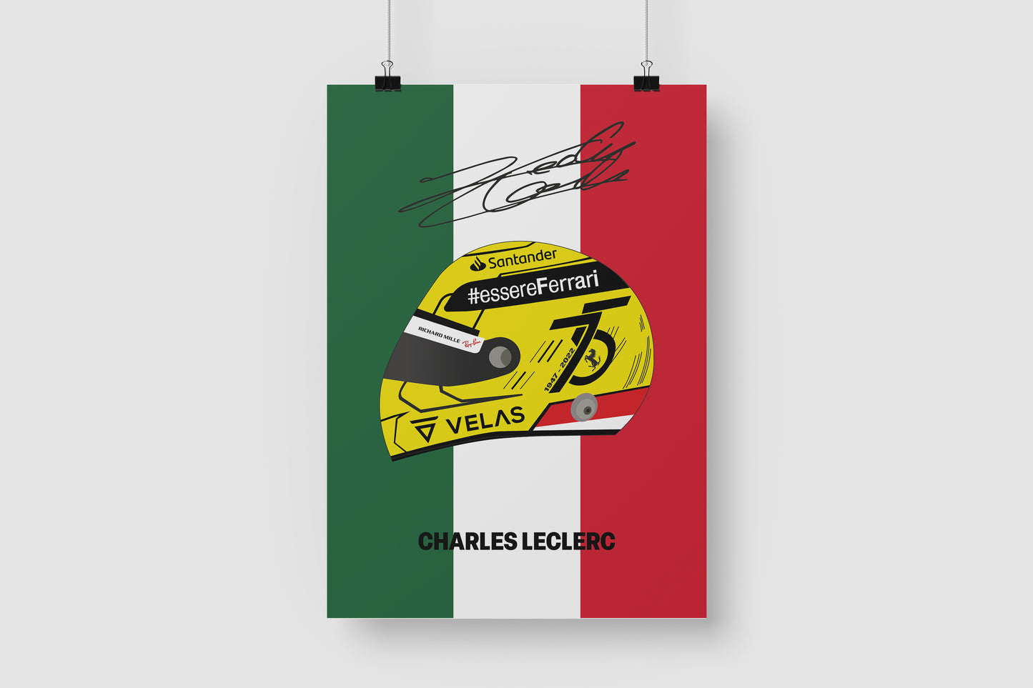 Charles Leclerc F1 2022 Monza GP Helmet Poster