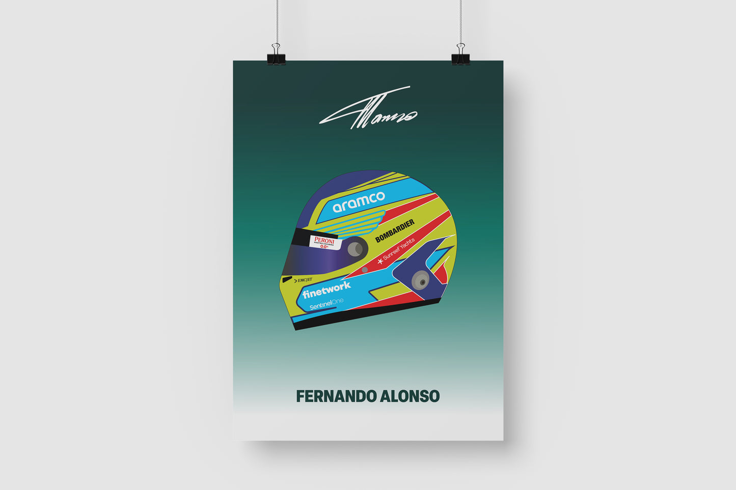 Fernando Alonso F1 2023 Helmet Poster