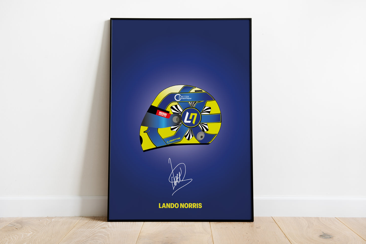 Lando Norris F1 2022 Helmet - Blue Background Poster