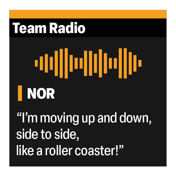 Lando Norris "I'm moving up and down, side to side, like a roller coaster!" F1 Radio Message Sticker