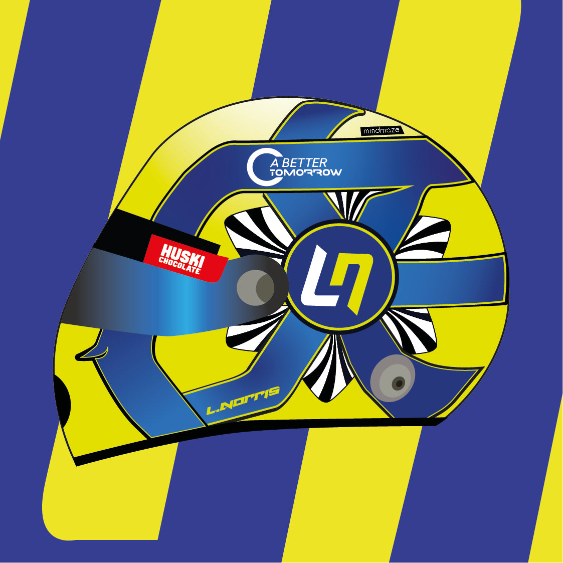 Lando Norris Blue/Yellow Background F1 2022 Helmet Sticker