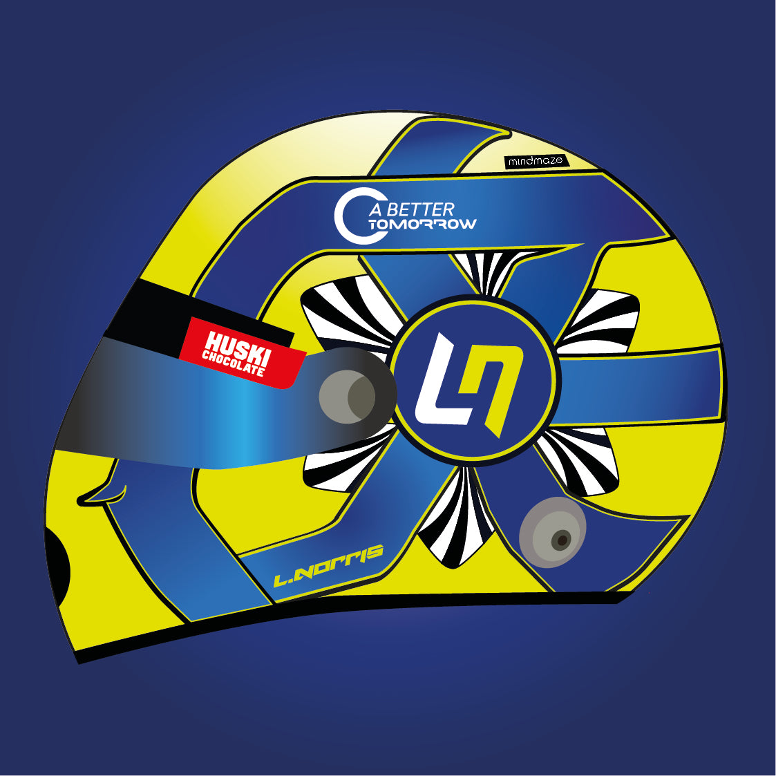 Lando Norris Blue Background F1 2022 Helmet Sticker