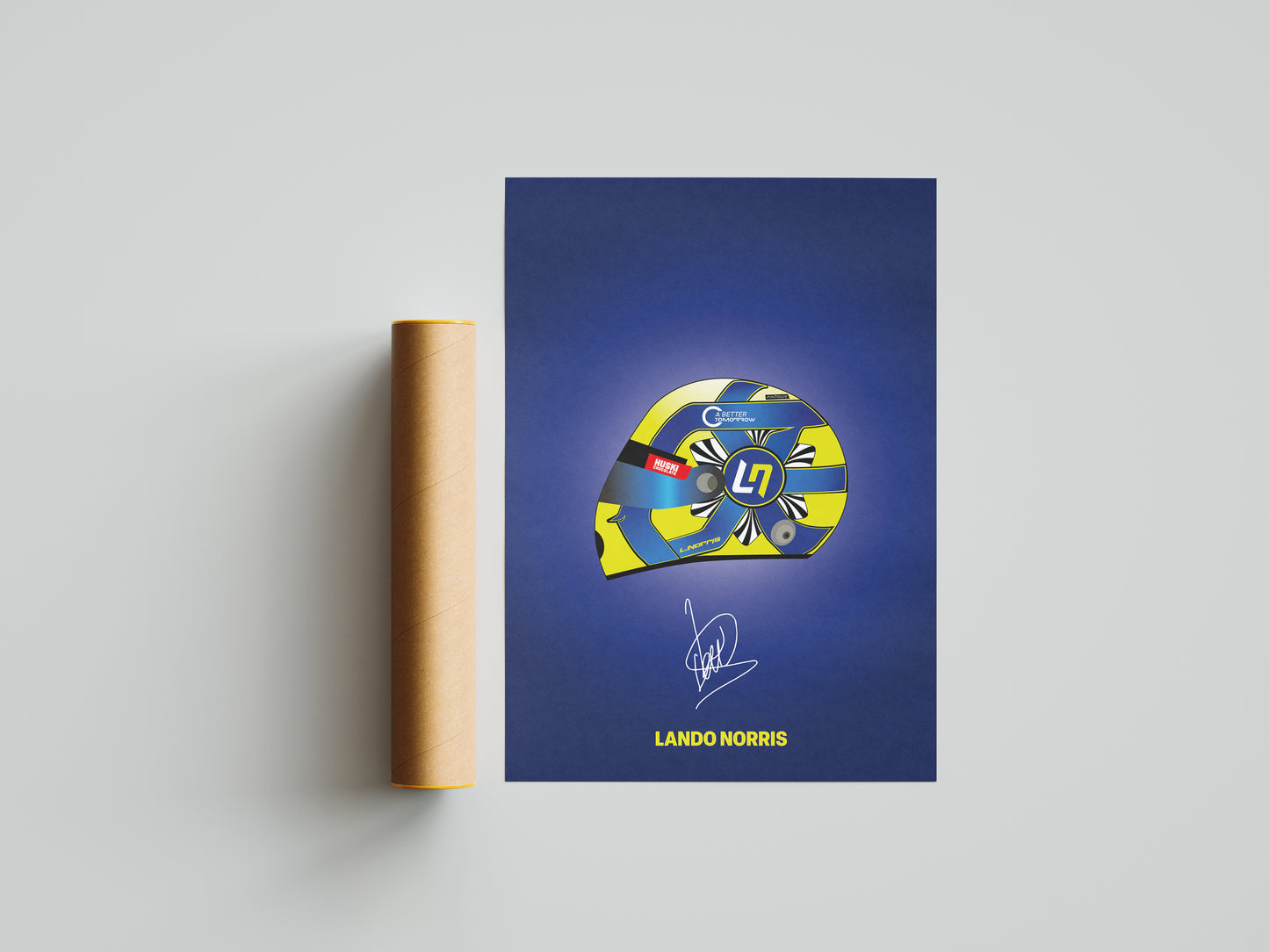 Lando Norris F1 2022 Helmet - Blue Background Poster