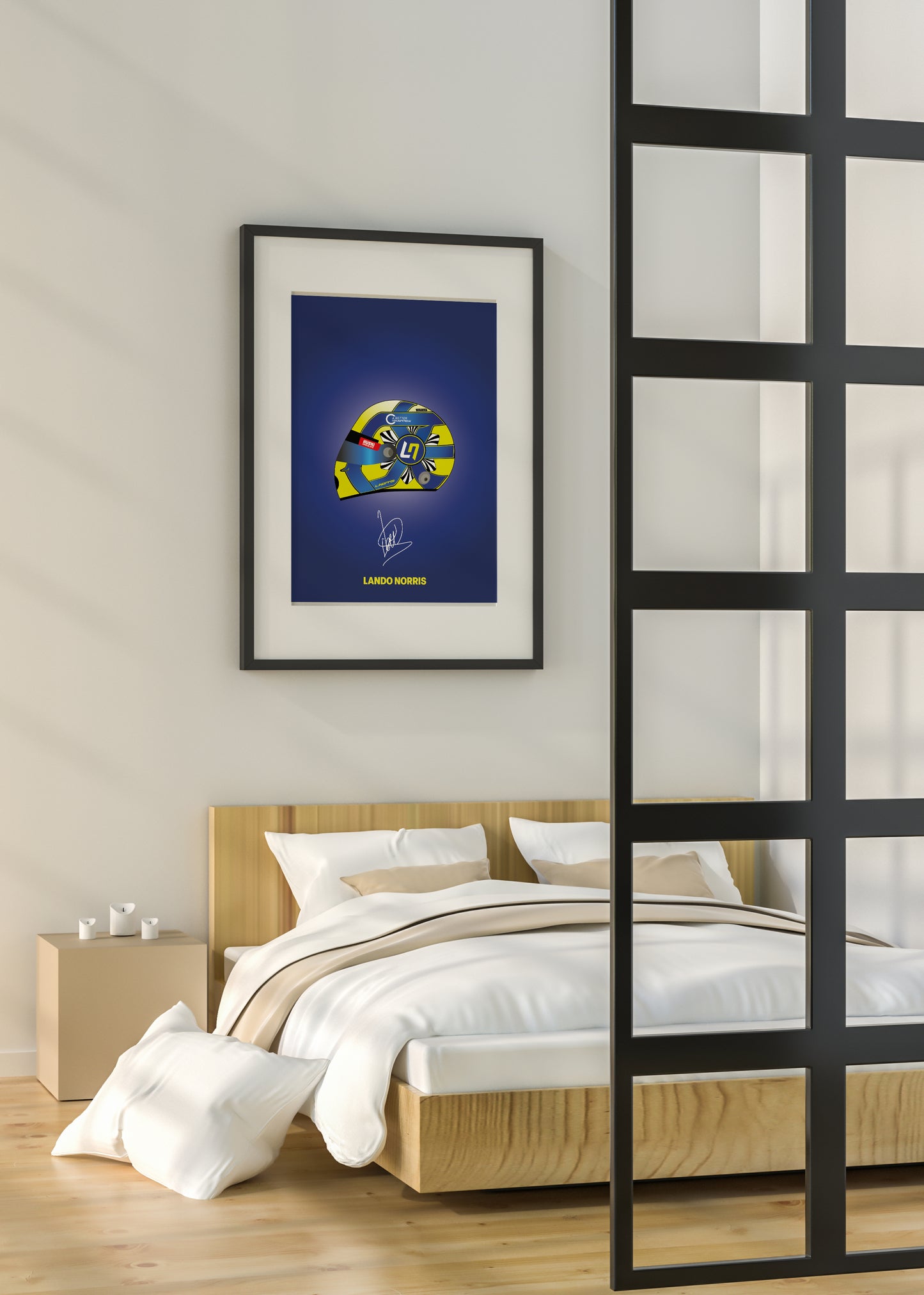 Lando Norris F1 2022 Helmet - Blue Background Poster