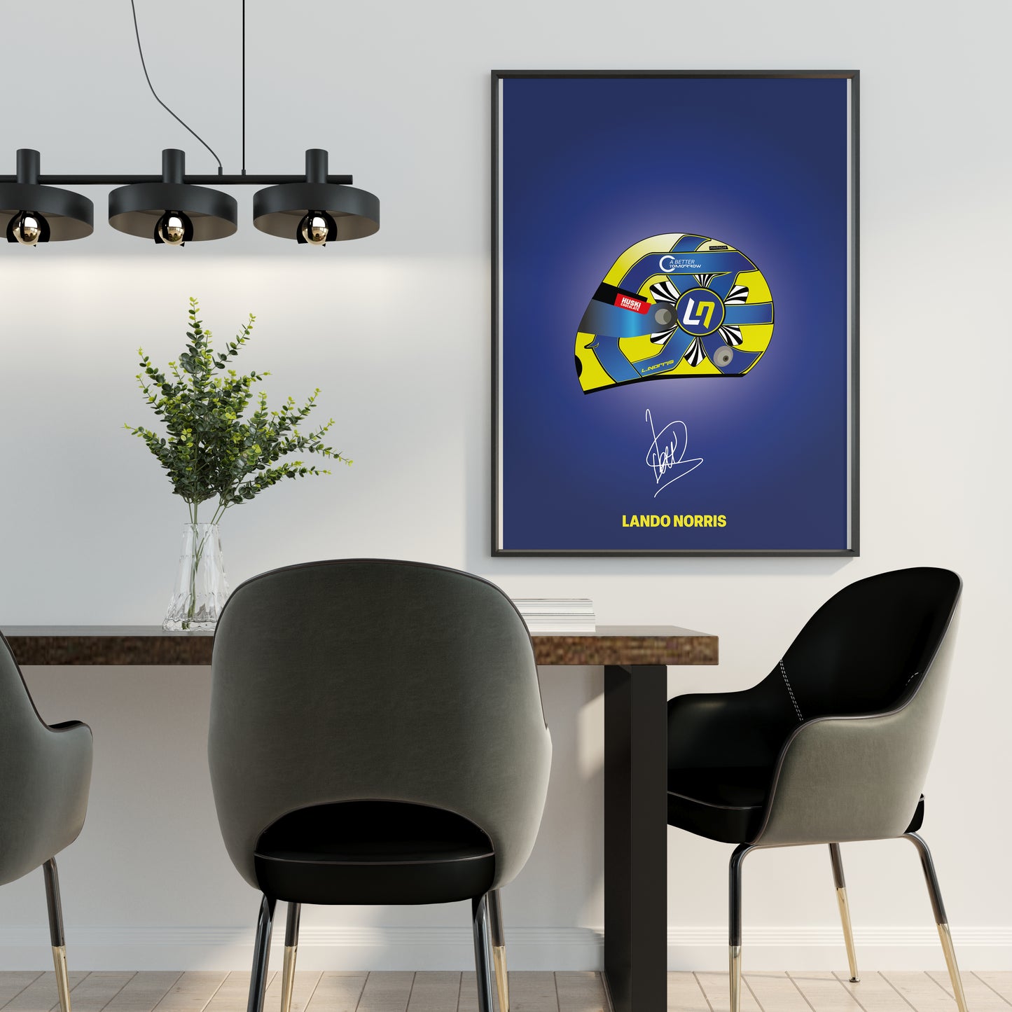 Lando Norris F1 2022 Helmet - Blue Background Poster