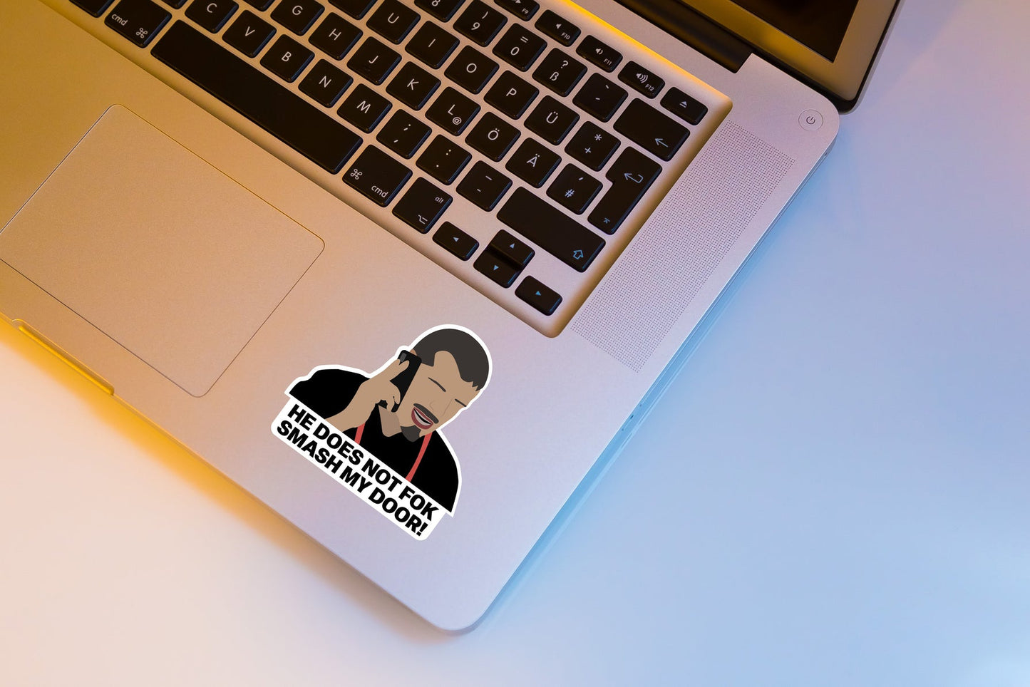 Guenther Steiner He Does Not Fok Smash My Door Illustration Sticker