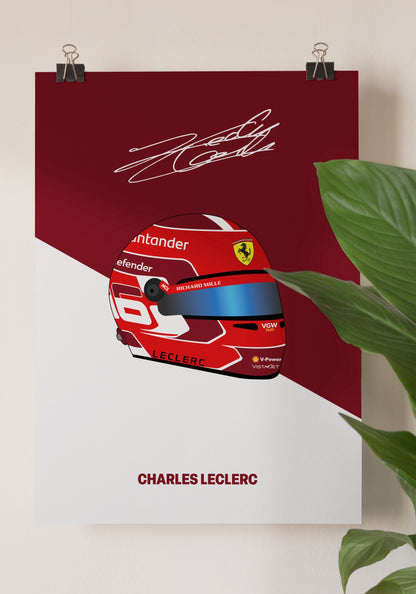 Charles Leclerc F1 2024 Helmet Poster