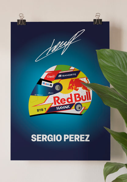 Sergio Perez F1 2023 Helmet Poster