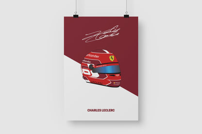 Charles Leclerc F1 2024 Helmet Poster