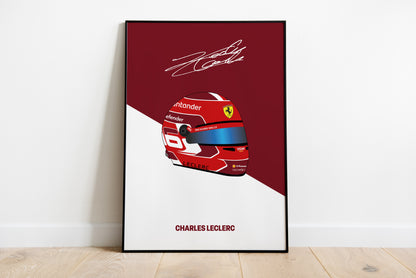 Charles Leclerc F1 2024 Helmet Poster