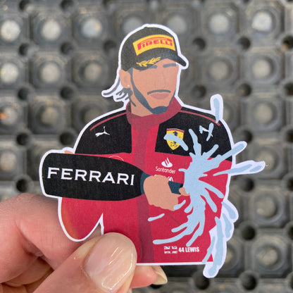 Lewis Hamilton Ferrari Illustration Sticker