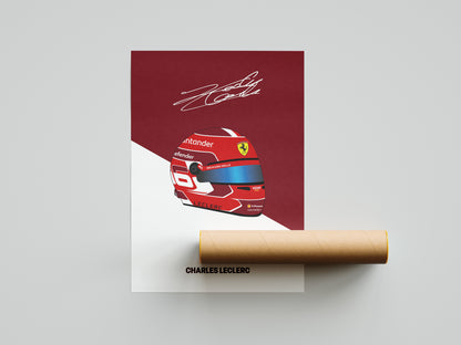 Charles Leclerc F1 2024 Helmet Poster