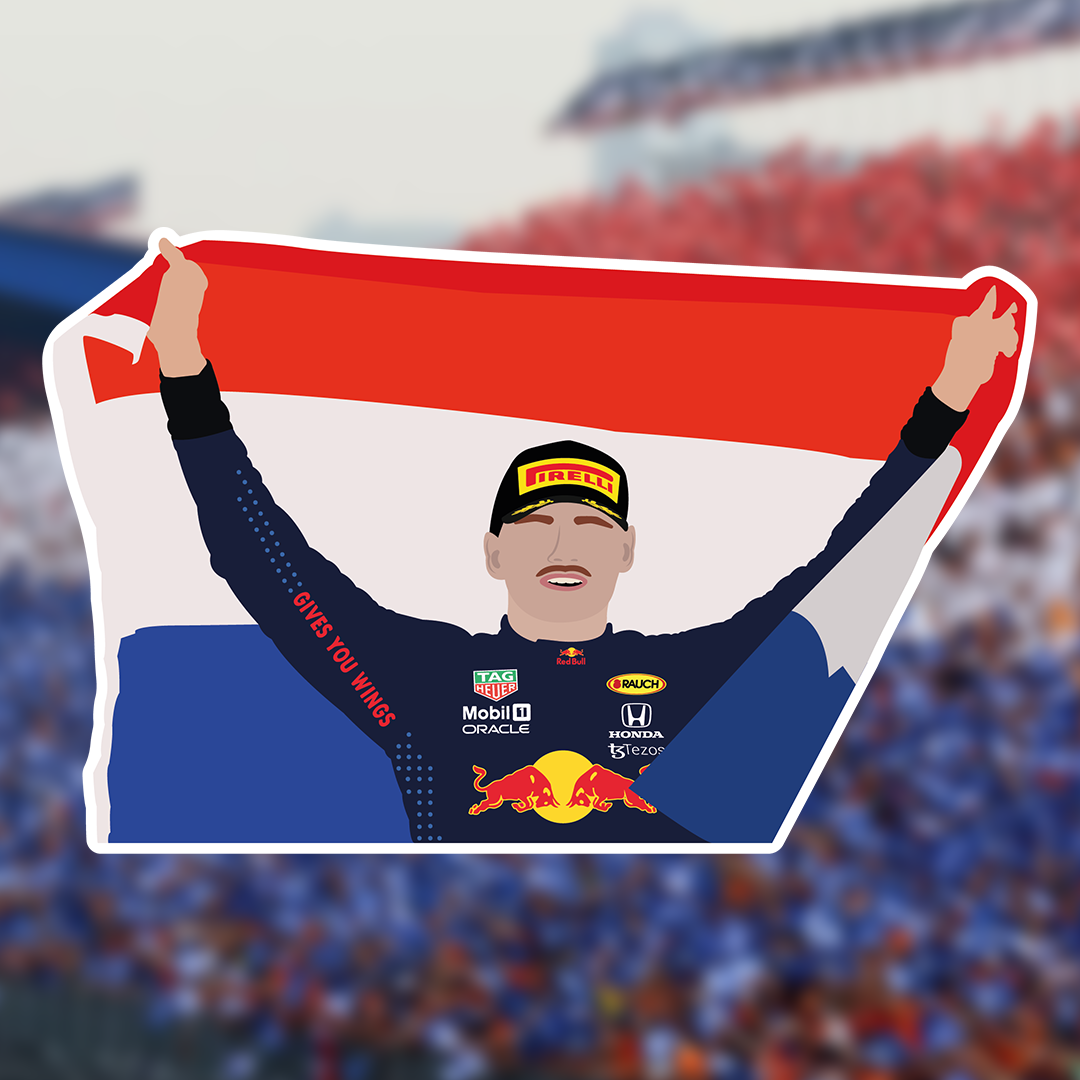 Max Verstappen Win Flag Illustration Sticker