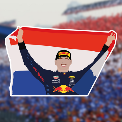 Max Verstappen Win Flag Illustration Sticker