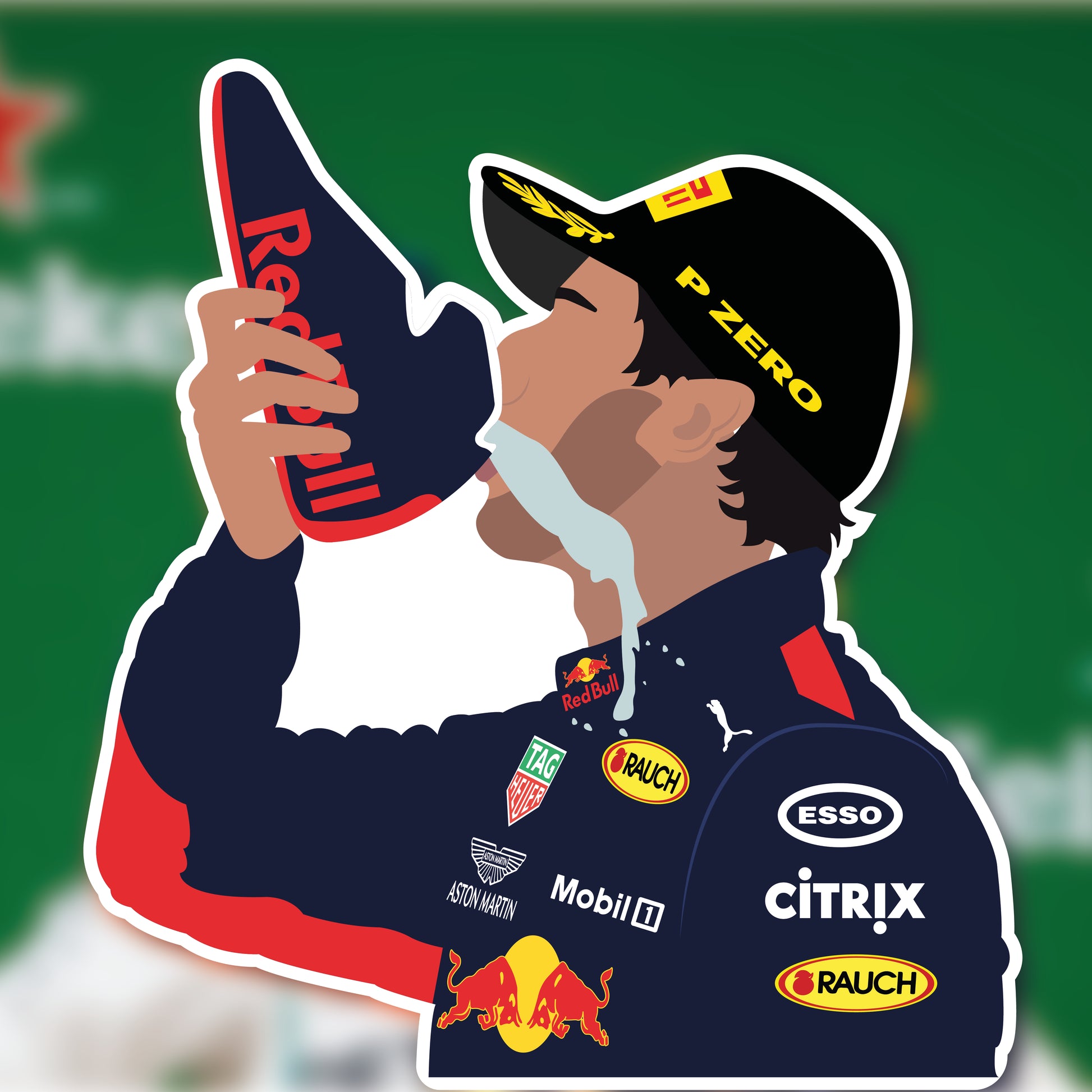 Daniel Ricciardo Shoey Celebration Illustration Sticker – Formula Reels