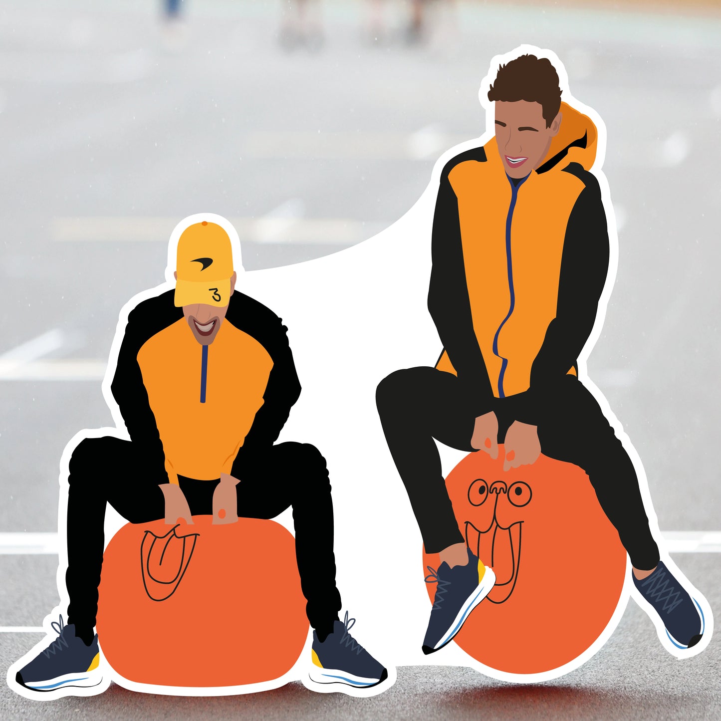 Daniel Ricciardo & Lando Norris Skippy bal Illustration Sticker