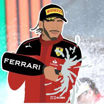 Lewis Hamilton Ferrari Illustration Sticker