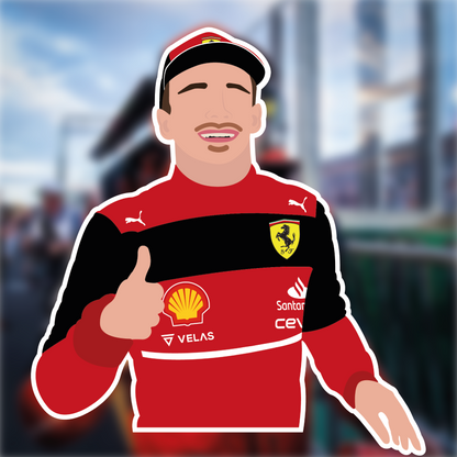 Charles Leclerc Thumbs' Up Illustration Sticker