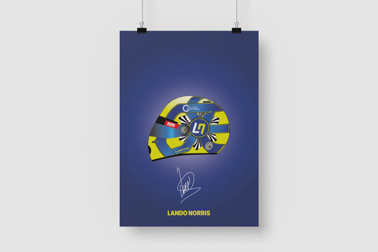Lando Norris F1 2022 Helmet - Blue Background Poster