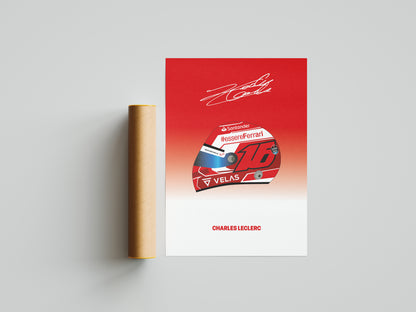 Charles Leclerc F1 2022 Helmet Poster