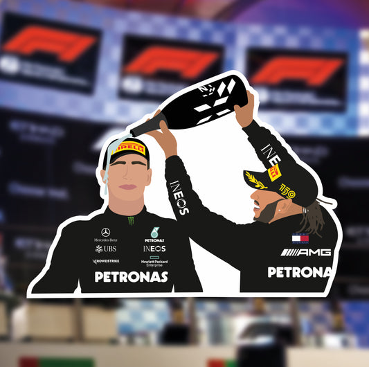 George Russel & Lewis Hamilton Podium Illustration Sticker