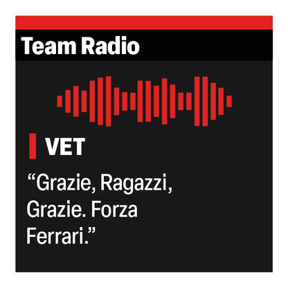 Sebastian Vettel "Grazie, Ragazzi" F1 Radio Message Sticker