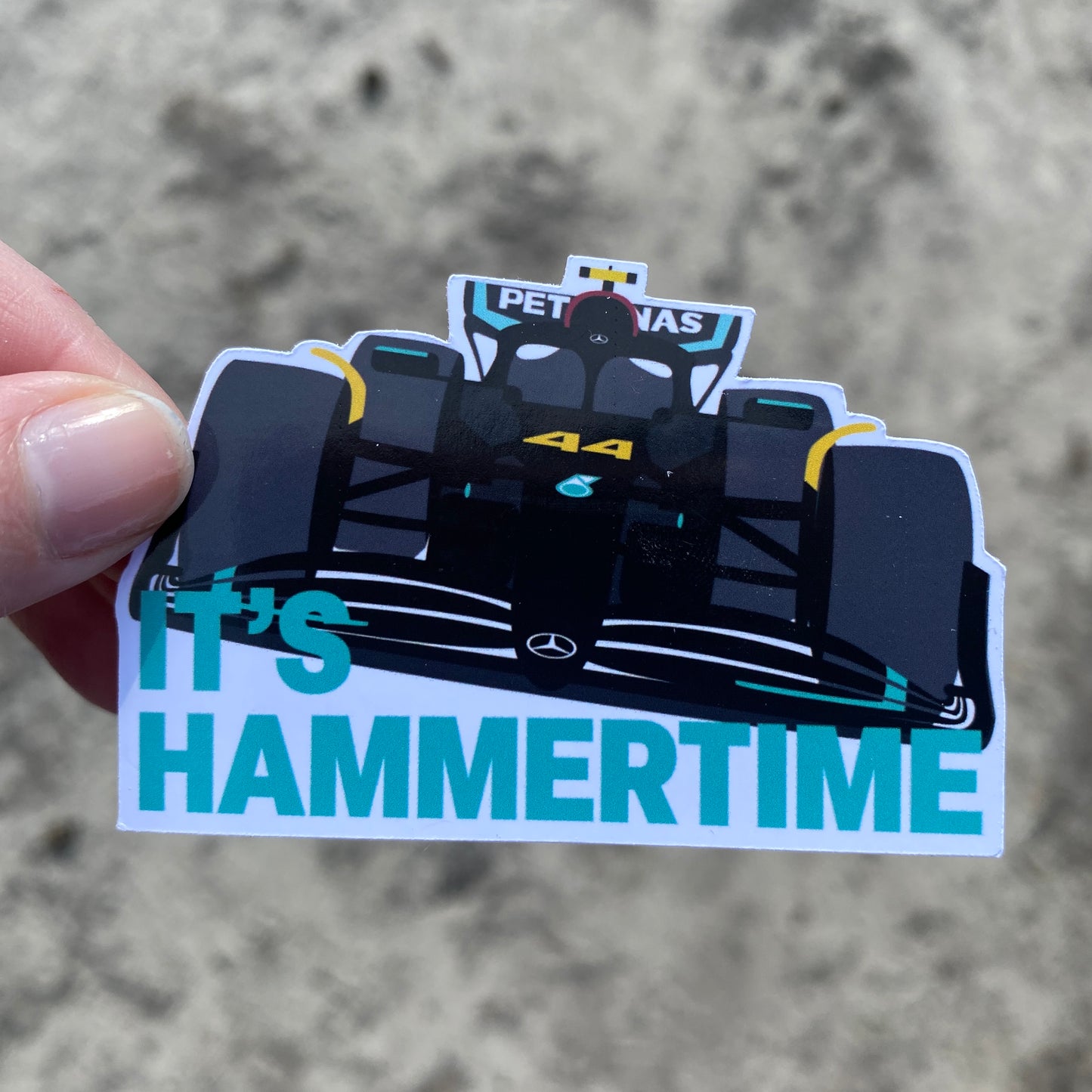 Lewis Hamilton W14 It's Hammer Time Illustration Sticker – Formula