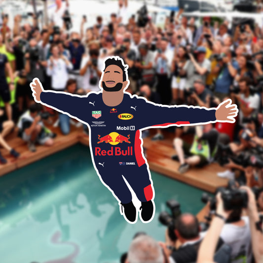 Daniel Ricciardo Monaco Swimming Pool Illustration Sticker